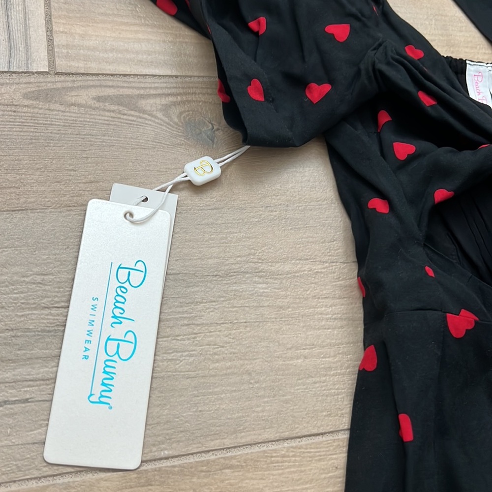 BEACH BUNNY Ryley Romper Black with Red Hearts. Medium NWT - Picture 4 of 6